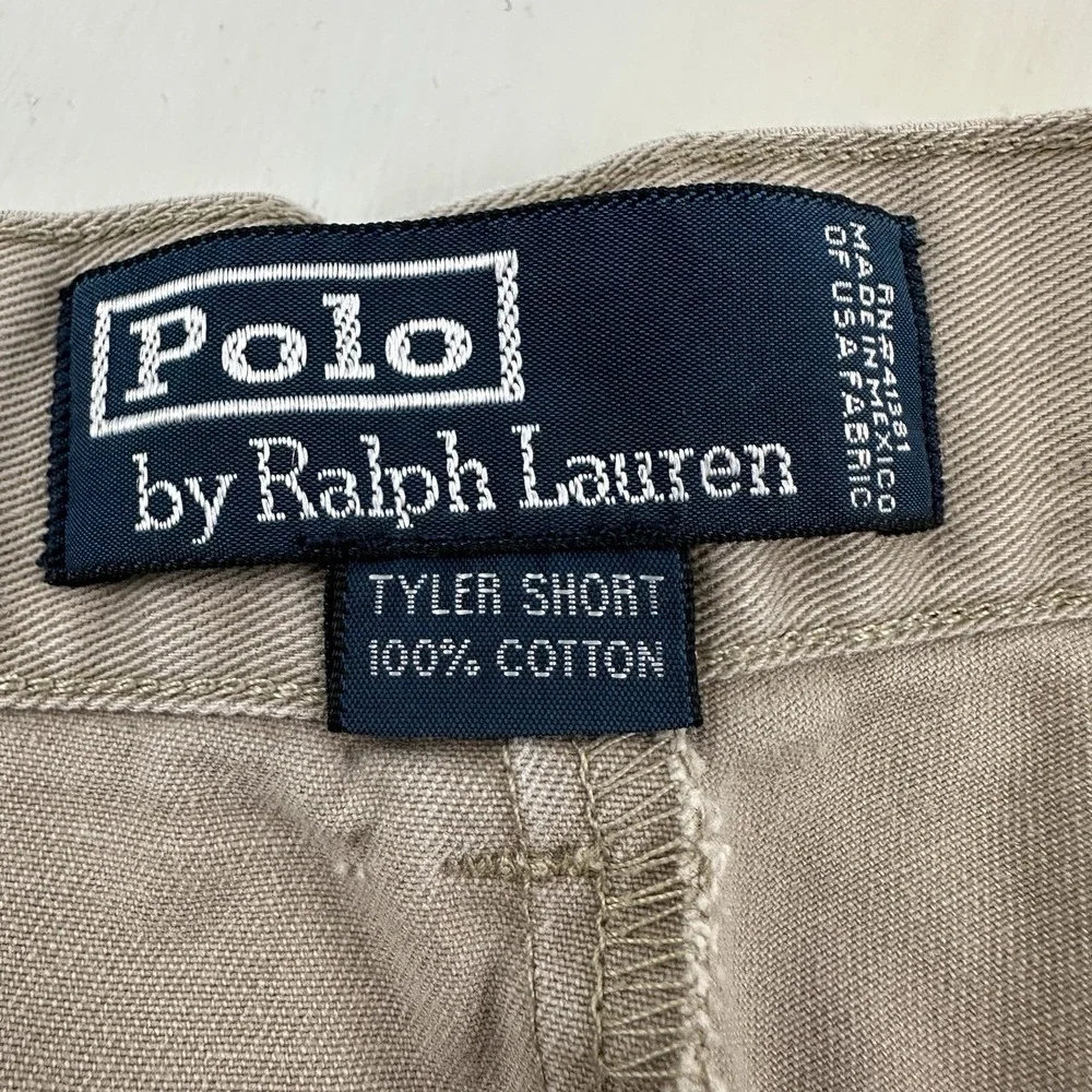 VTG 90s Polo Ralph Lauren‎ Distressed Pleated Tyler Shorts Fits 34 Khaki Chino